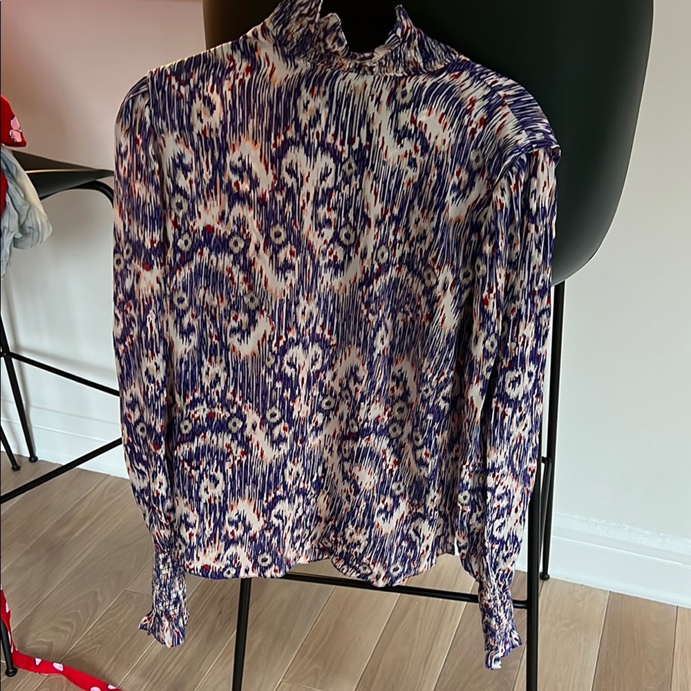 Vibrant Long Sleeve Patterned Blouse